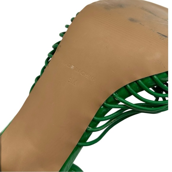 STEVE MADDEN Women's Green Bonds Cage Square Toe Stiletto Heel Mule Sandal Size9 - Picture 9 of 9